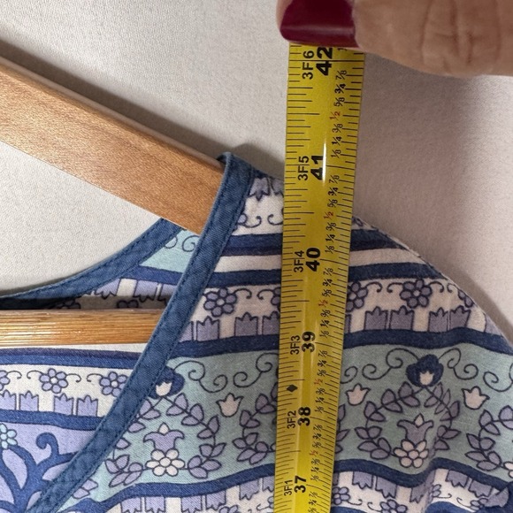 Vermont Country Store Blue Floral 100% Cotton Nightgown 2XL 2X Boho Cottage - Picture 9 of 9